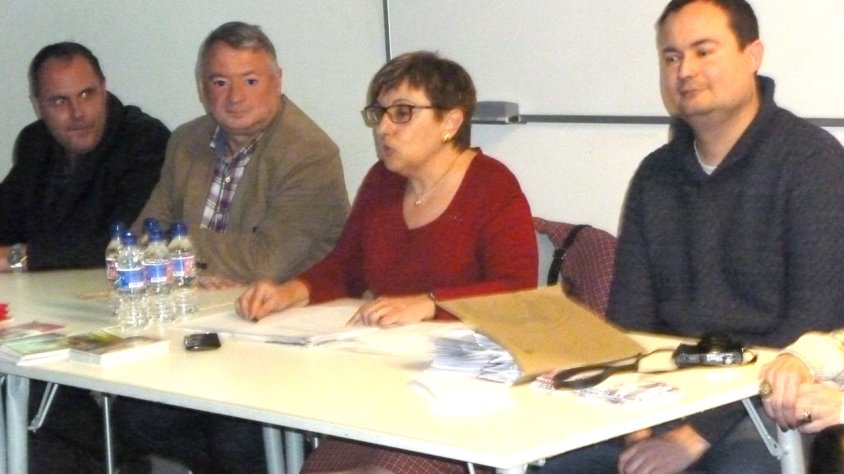 D’esquerra a dreta, Sergi Sedó, Joan Sans, Rosa M. Provencio i Alfons Ribas a l’Assemblea de l’ACP