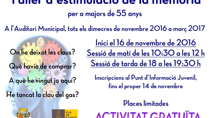 Cartell promocional del Taller d’estimulació de la memòria