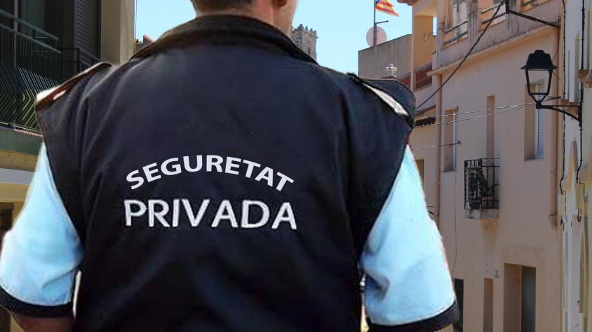 Fotomuntatge d'un vigilant de seguretat als carrers de Banyeres del Penedès.
