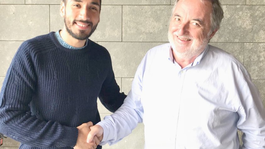 Emanuel Necchi amb el president de la Secció d'Hoquei del CE Vendrell, Víctor Romagosa.
