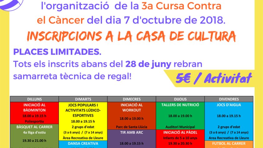 Cartell de les activitats.