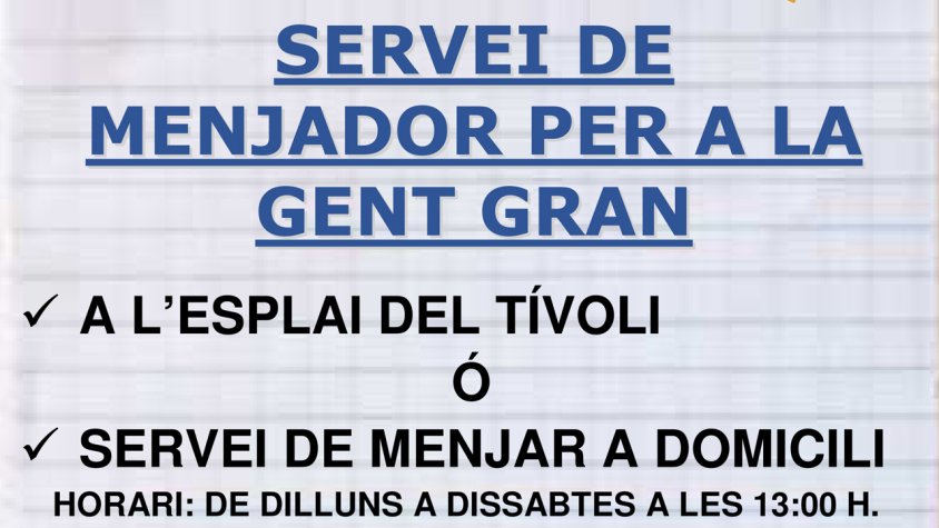 Servei de menjador per a gent gran del Vendrell
