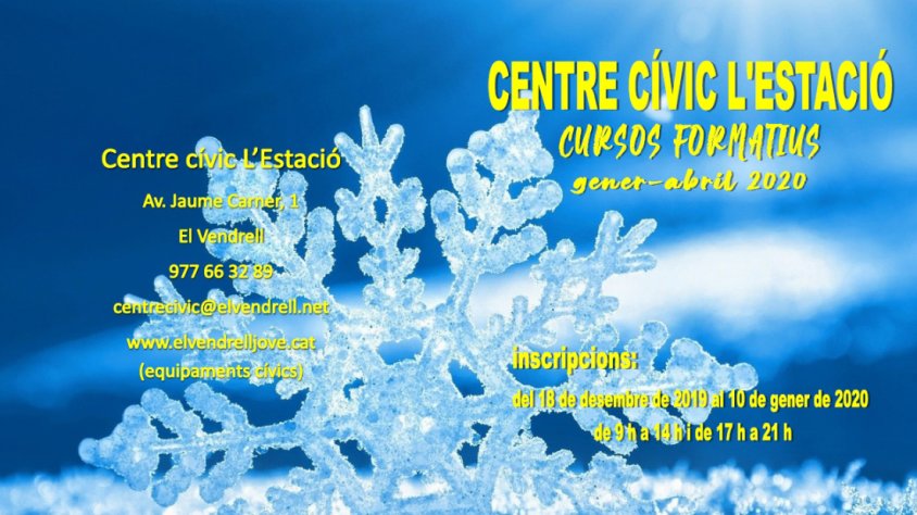 El 18 de desembre comencen les inscripcions dels cursos formatius del Centre cívic L’Estació