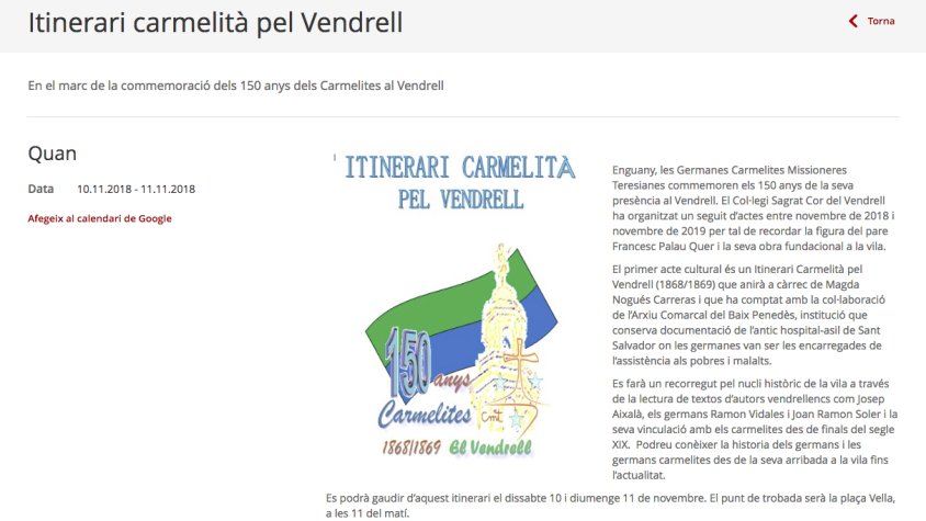 Itinerari carmelità pel Vendrell