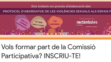 L’Ajuntament del Vendrell, conjuntament amb l’Agència Catalana de Joventut i l’Observatori Noctàmbul@s, està elaborant un Pla d’actuació i un Protocol davant les violències sexuals als espais festius del Vendrell