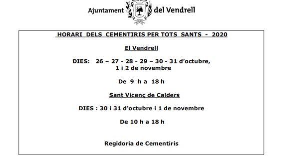 Celebració de Tots Sants al Vendrell