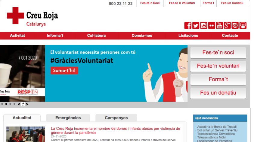 Imatge de la web de la Creu Roja Catalunya.