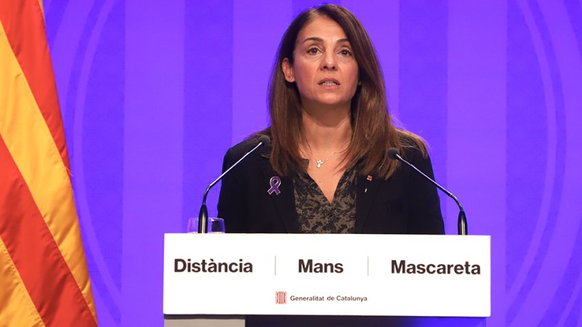 La consellera Meritxell Budó, durant una roda de premsa.