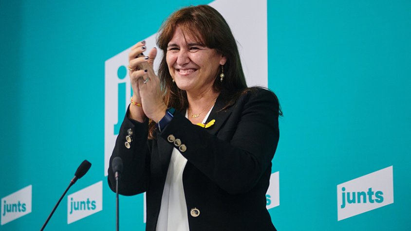 Pla mig de la presidenciable de JxCat, Laura Borràs, després de saber el resultat de la votació de les primàries.
