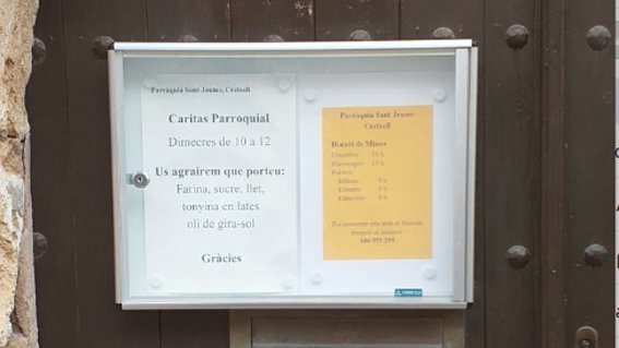 Una trentena de famílies vulnerables de Creixell es beneficien del Programa d'aliments de Càrites 