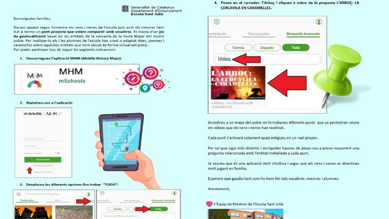Alumnes de l’escola Sant Julià realitzen un joc virtual de geolocalització basat en les entitats folklòriques de la cercavila de la Festa Major de l’Arboç