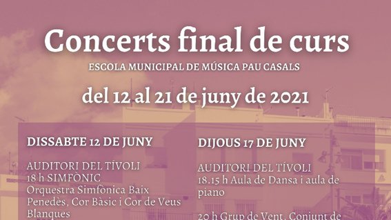 Concerts final de curs de l'Escola Municipal de música Pau Casals