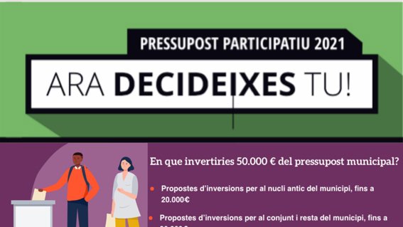 Del 12 al 26 de juliol s'obre el període de votació de les propostes finalistes dels Pressupostos Participatius 2021