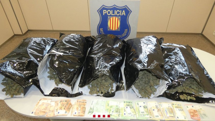 Els Mossos d’Esquadra detenen dos homes al Vendrell per tràfic de drogues quan transportaven 14 kg de marihuana