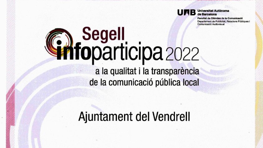 El Vendrell revalida un any més la puntuació del 96% del Segell Infoparticipa
