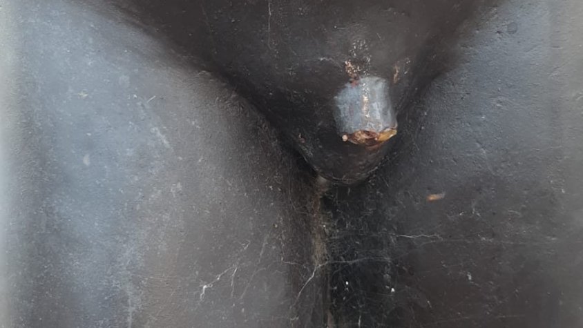 El monument ha aparegut trencat, concretament la zona dels genitals