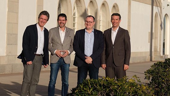Els alcaldes Francisco Romero (Vilafranca del Penedès), Juan Luís Ruiz (Vilanova i la Geltrú), Marc Castells (Igualada) i Kenneth Martínez (el Vendrell)