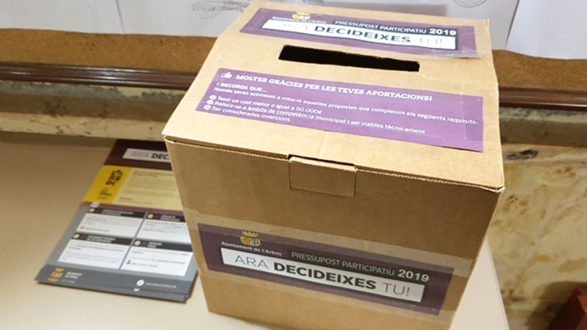 Els arbocencs i arbocenques presenten més de 160 propostes en els Pressupostos Participatius 2019