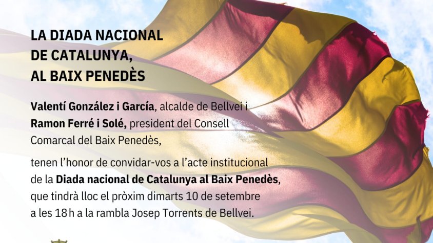Bellvei acollirà els actes de la commemoració comarcal de la Diada Nacional de Catalunya 2024