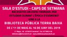 La Biblioteca Pública Terra Baixa torna a oferir el servei de sales d’estudi durant el maig i el juny