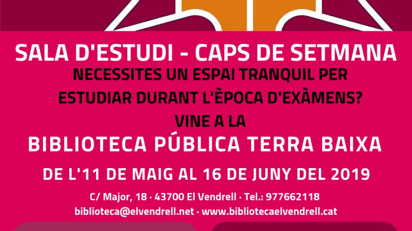 La Biblioteca Pública Terra Baixa torna a oferir el servei de sales d’estudi durant el maig i el juny